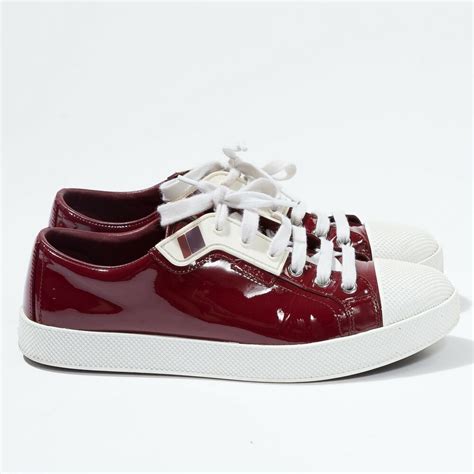 prada patent sneakers uk|burgundy patent leather prada sneakers.